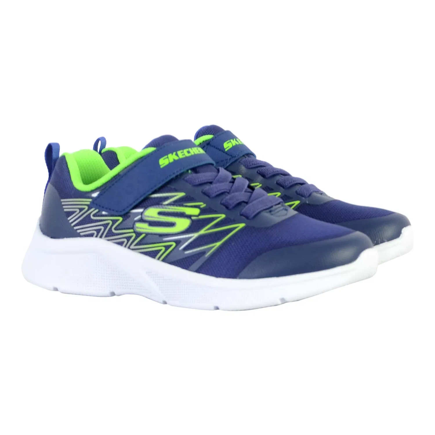 Детские кроссовки для мальчиков Microspec-Texlor Skechers, Dunkelblau Grun Fluoreszierendes Grun — фото 3