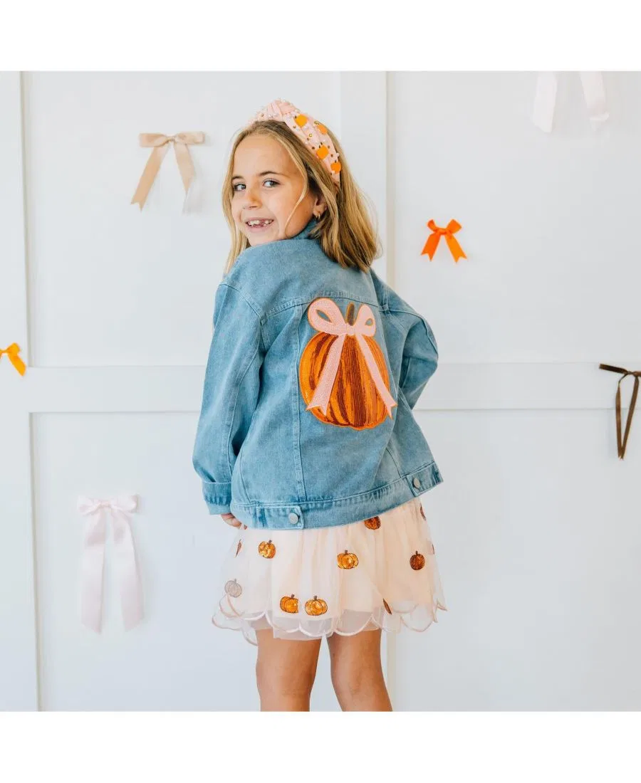 Джинсовая куртка с аппликацией из пайеток Coquette Pumpkin Sweet Wink, Denim — фото 2
