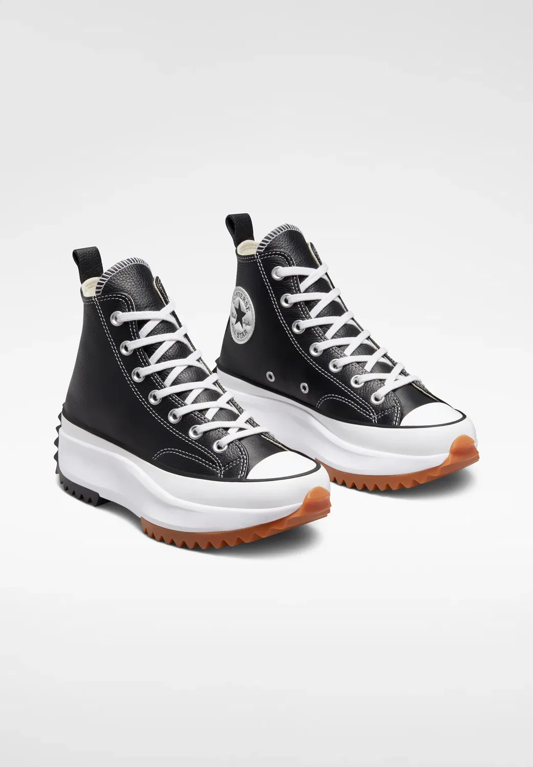 Run star - высокие кроссовки Converse, Black White Gum — фото 2