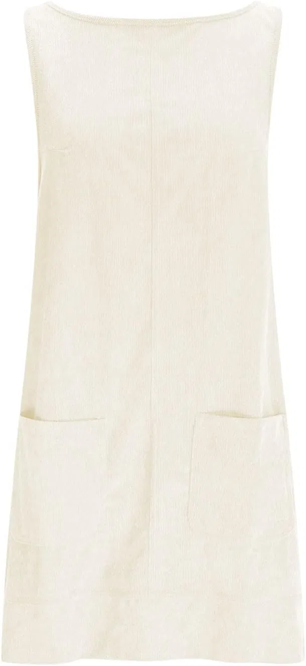 Женское платье-комбинезон из вельвета Corduroy Overall Tank, White — фото 3