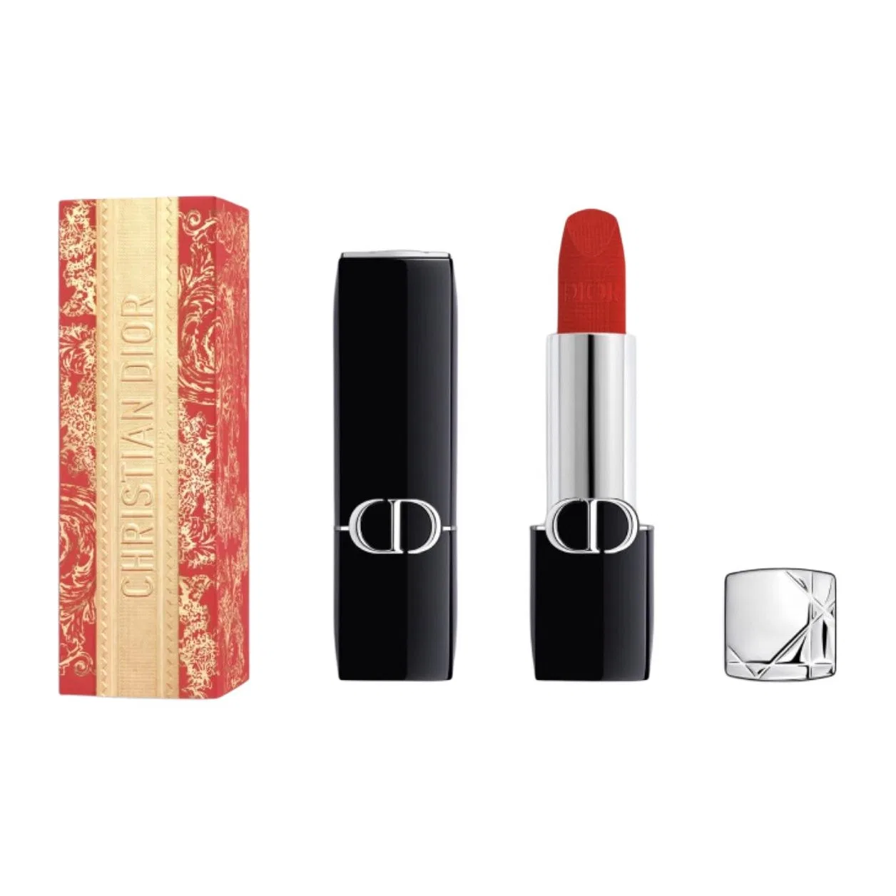 Женская помада матовая DIOR 2025 New Year Limited Fiery Blue Gold Lipsticks Soft Matte Cosmetics, #999 Legend Red Lip, Velvet 3.5g