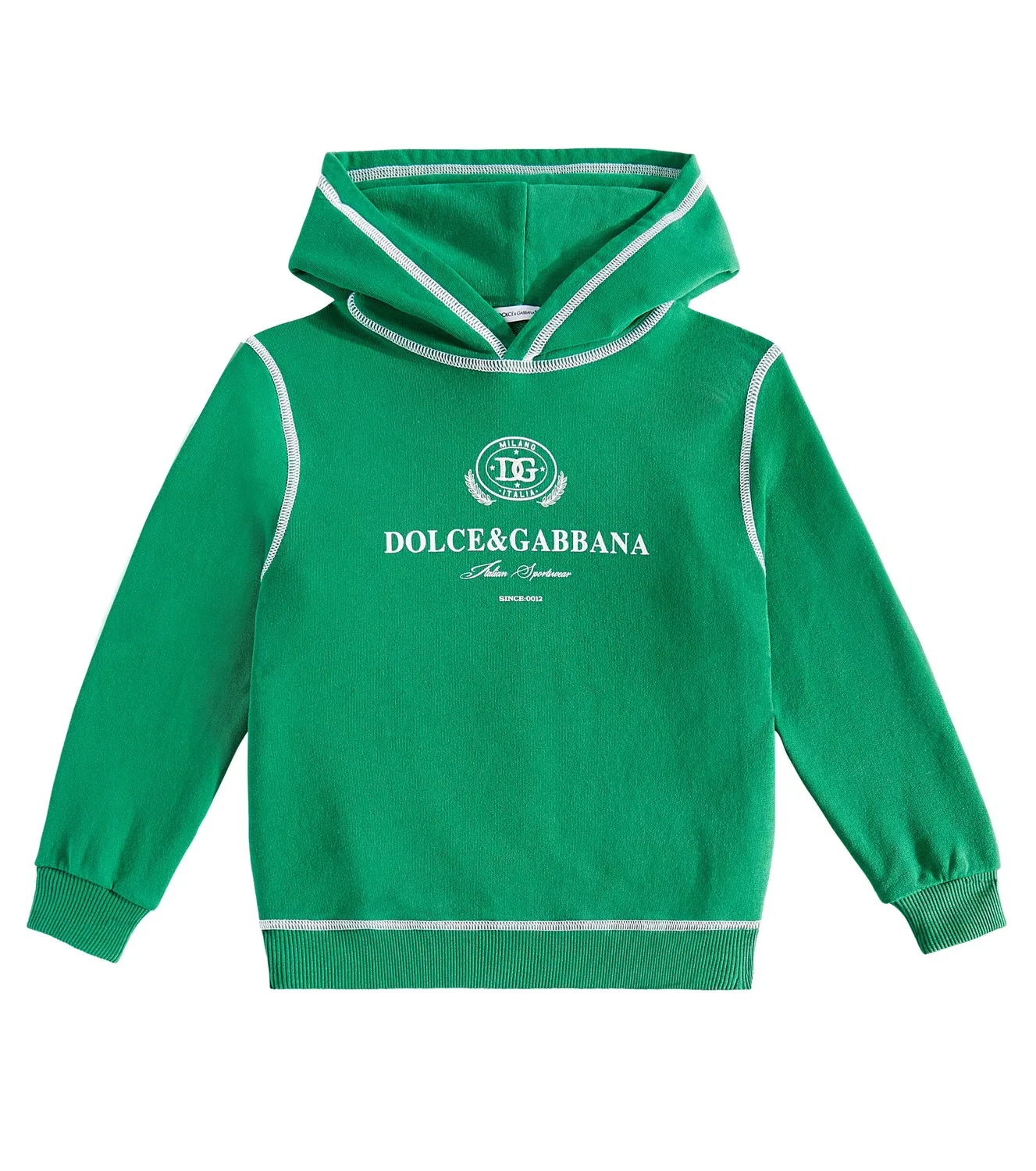 Худи из хлопка с логотипом Dolce&Gabbana Kids, зеленый