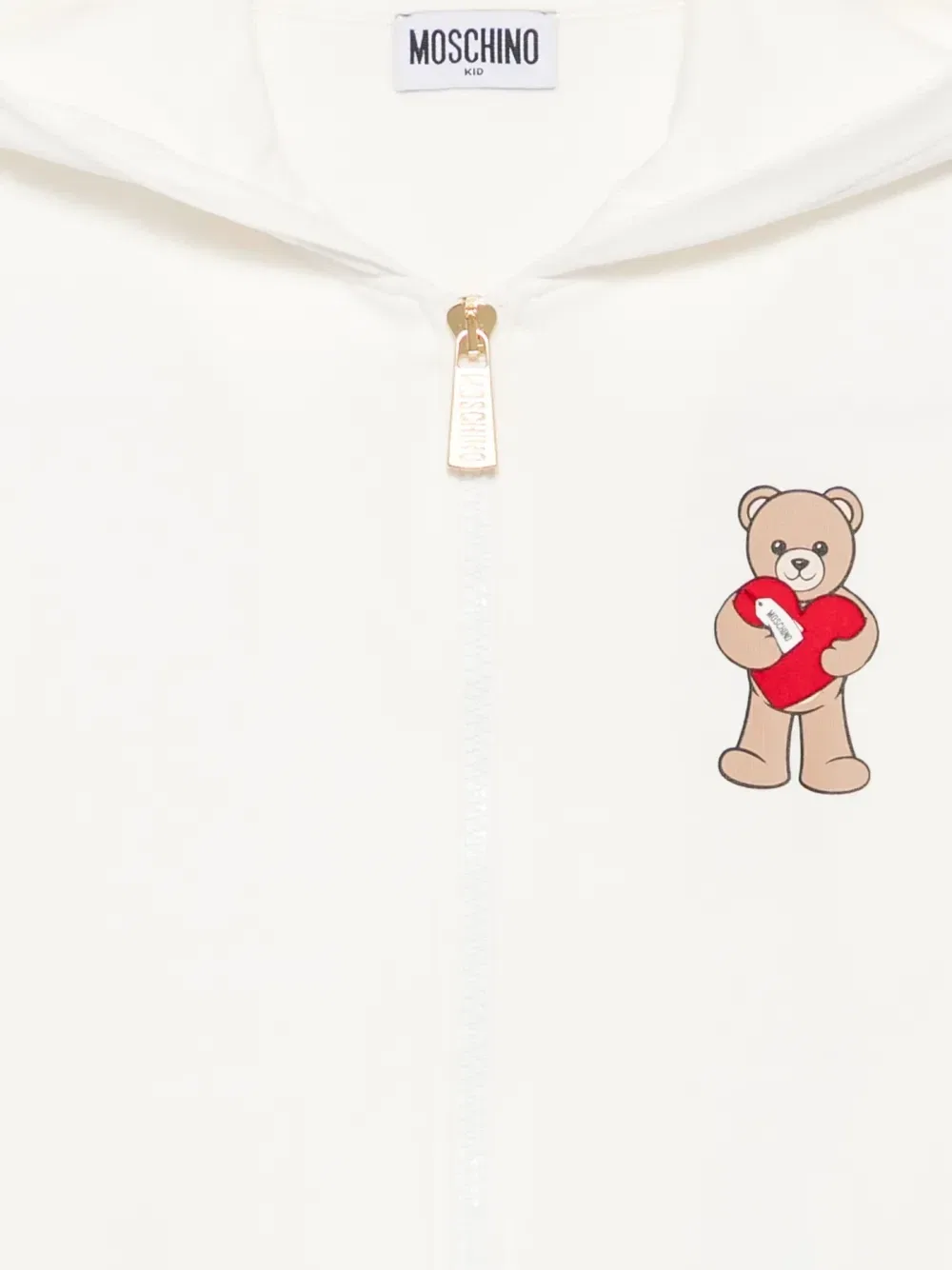 Худи на молнии с плюшевым мишкой Moschino Kids, бежевый — фото 3