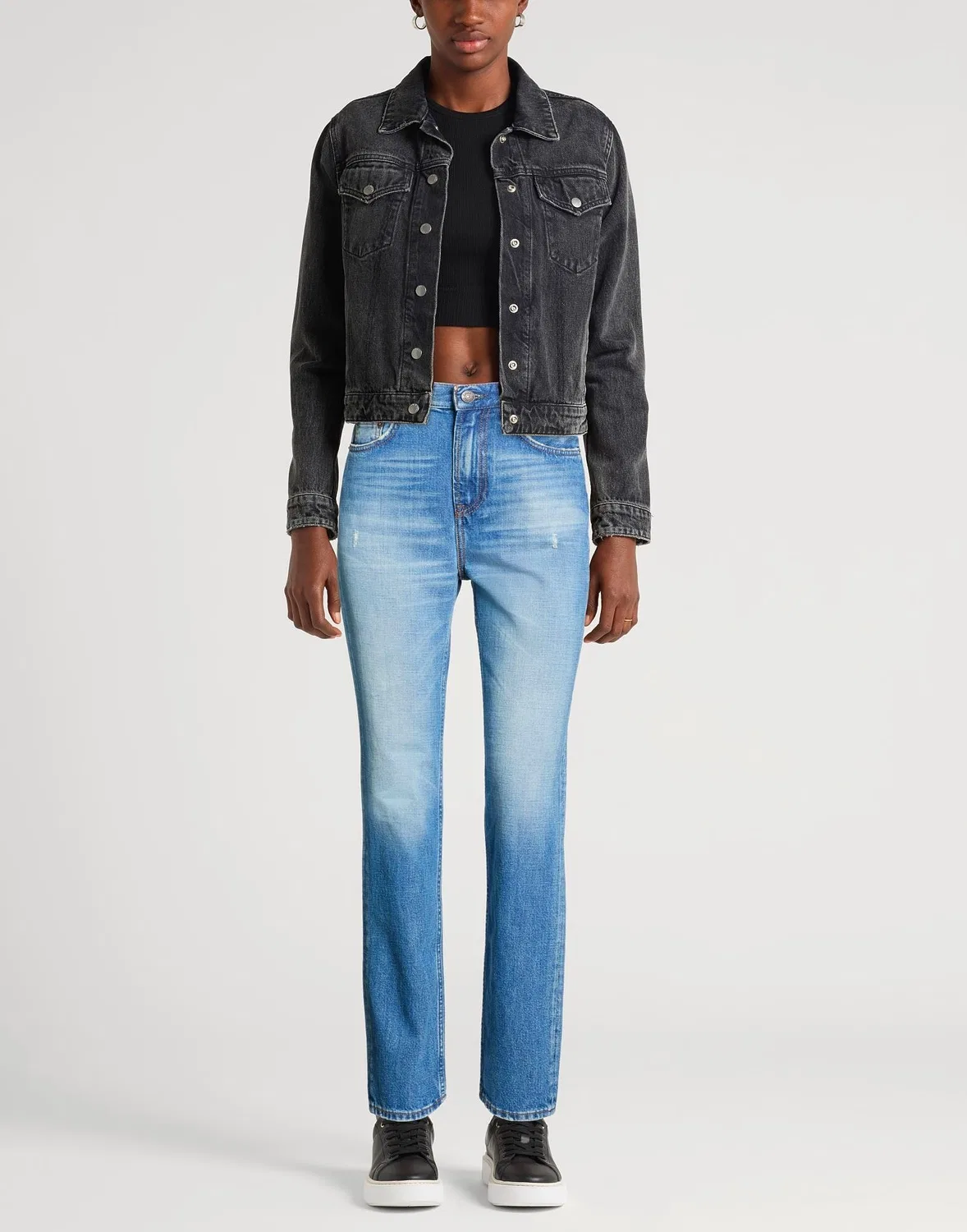 Женские джинсы Mom Jeans с потертостями Acne Studios, синий — фото 2