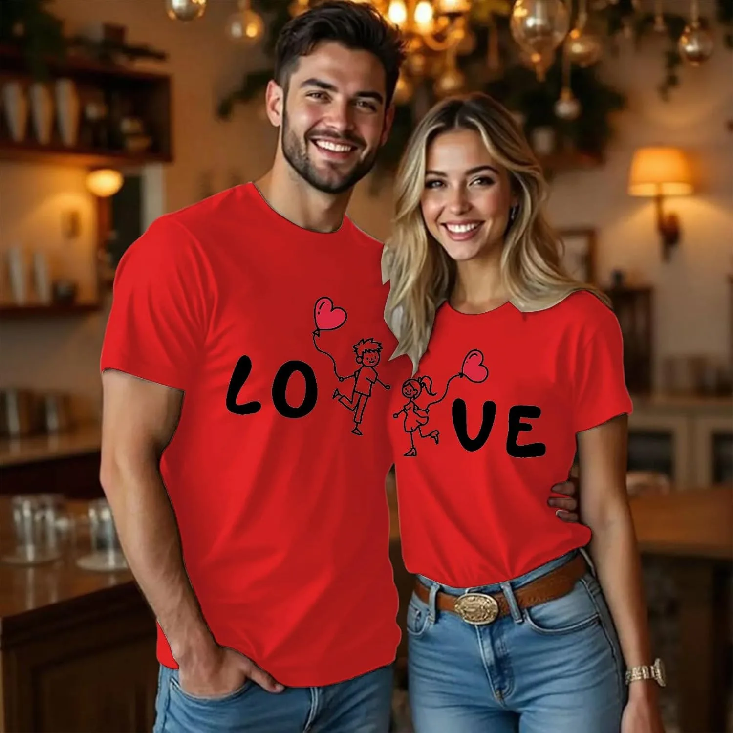 Generic Футболка Valentine's Matching Couples с коротким рукавом и принтом в виде сердца — фото 2