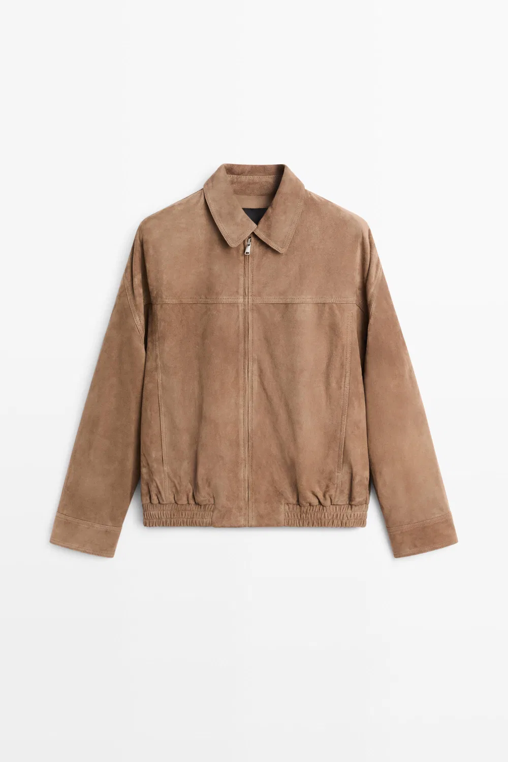 Бомбер Massimo Dutti Suede Jacket, серо-бежевый — фото 2