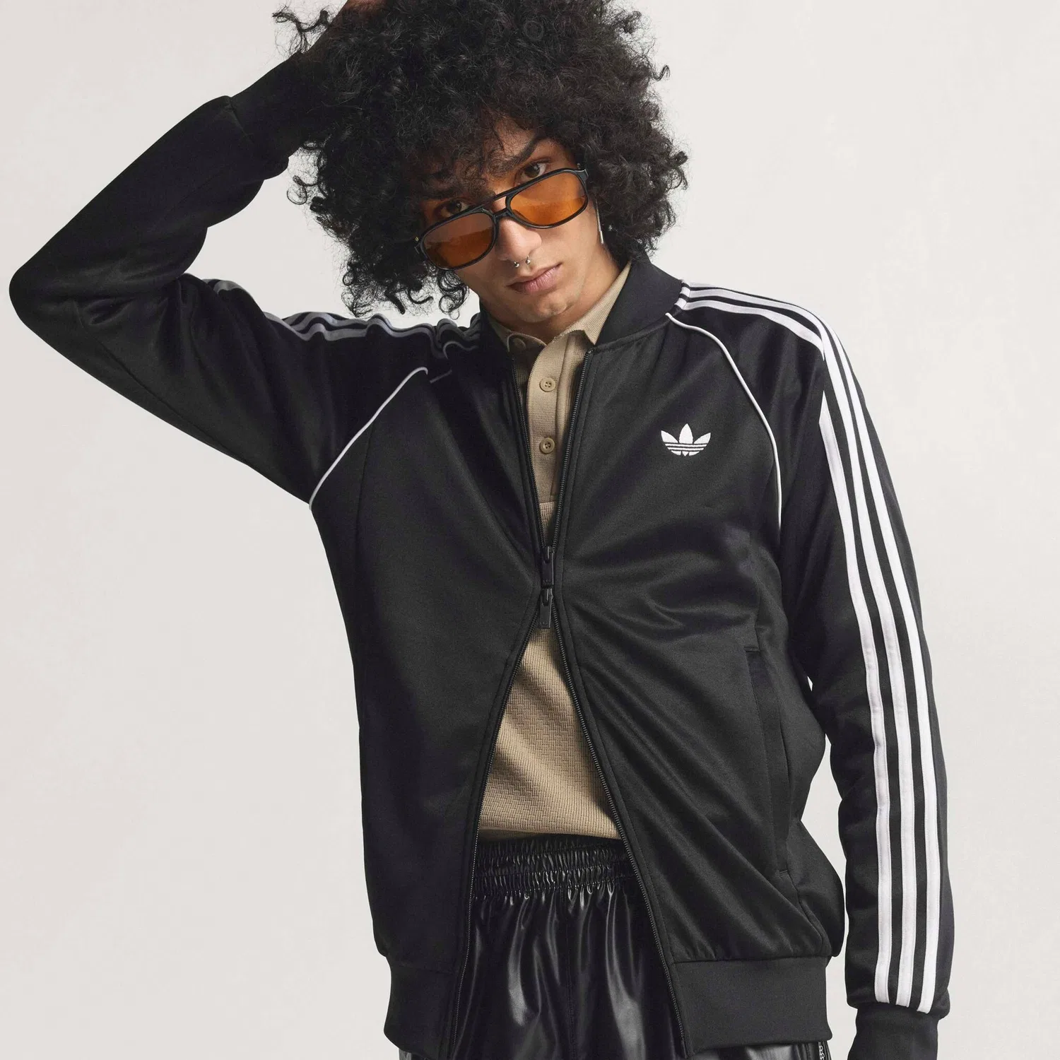 Мужская тренировочная куртка с бомбер-воротником Adidas Originals, Black — фото 2