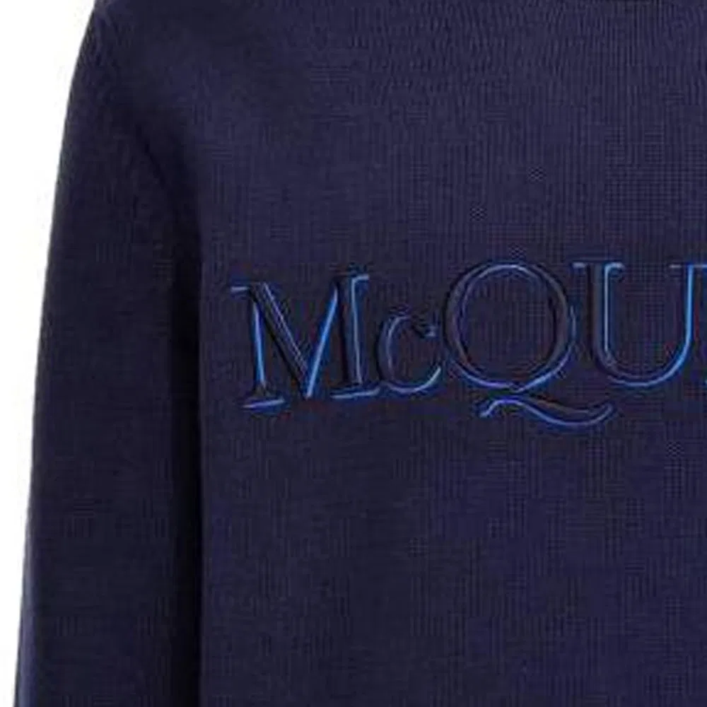 Мужской свитер с вышитым логотипом Alexander McQueen, Navy Blue — фото 4