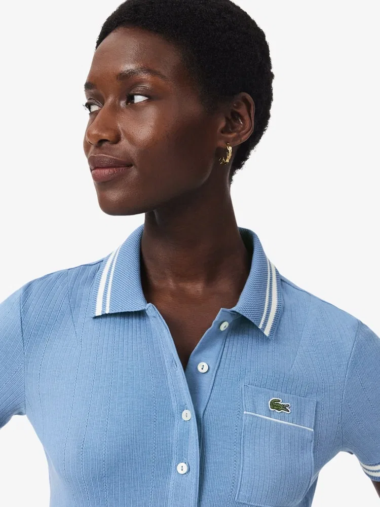 Поло Lacoste Multi Rib, Синий — фото 2