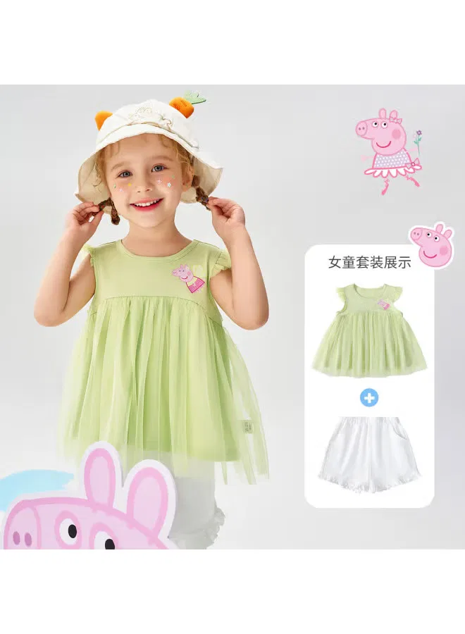 Комплект летний легкий дышащий для девочки Peppa Pig, мятно-зеленый — фото 2