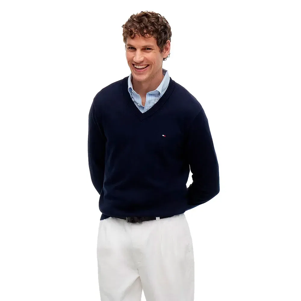 Мужской свитер с V-образным вырезом Tommy hilfiger, Blue