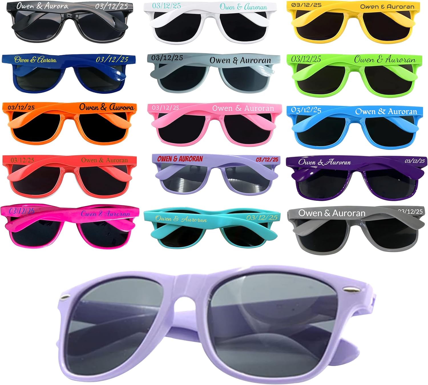 

Персонализированные праздничные очки, разноцветные тематические солнцезащитные очки, подарок для вечеринки, легкие солнцезащитные очки с нанесенным логотипом DFDG, Lavender