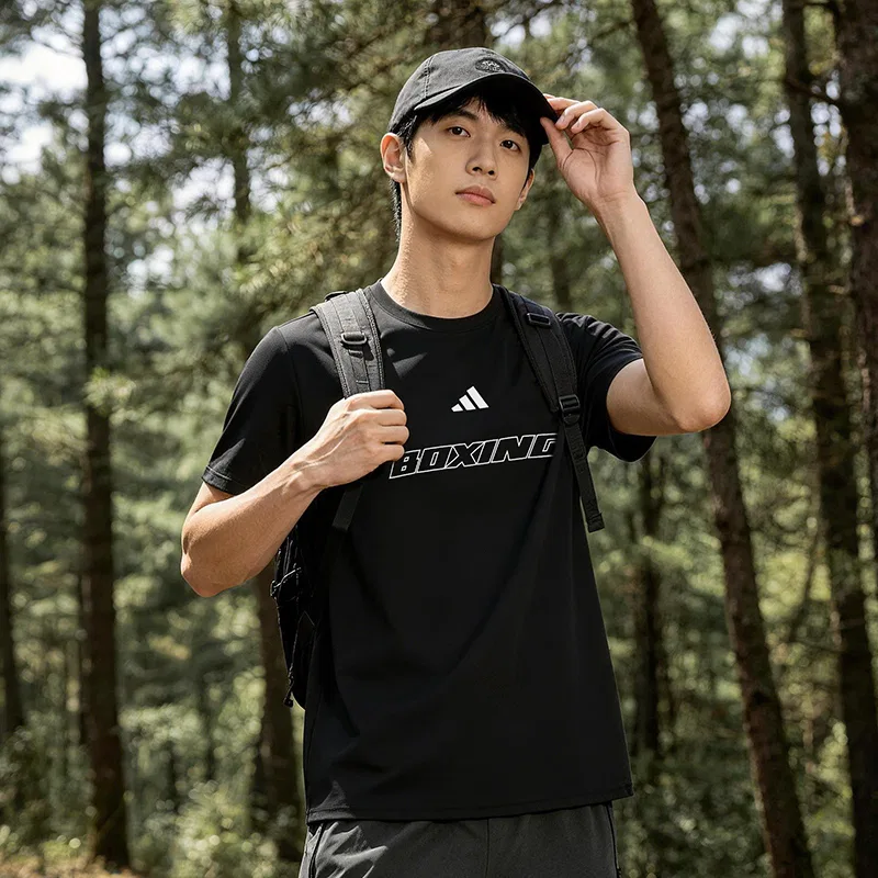 Мужская футболка с круглым вырезом тонкая Adidas, Black — фото 3