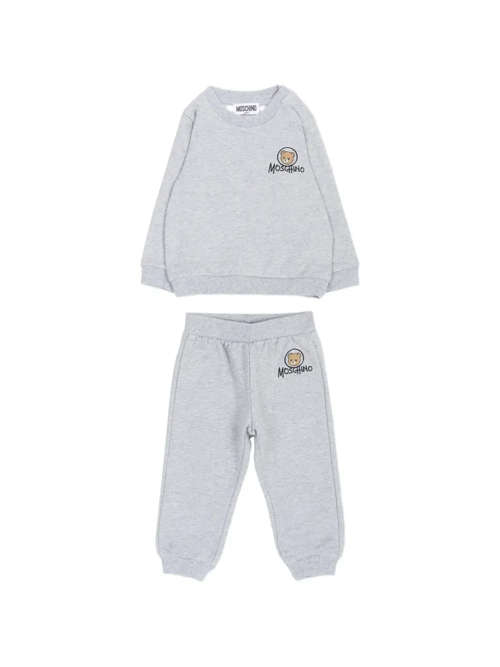 Трикотажный костюм с медвежонком Тедди Moschino Kids, серый