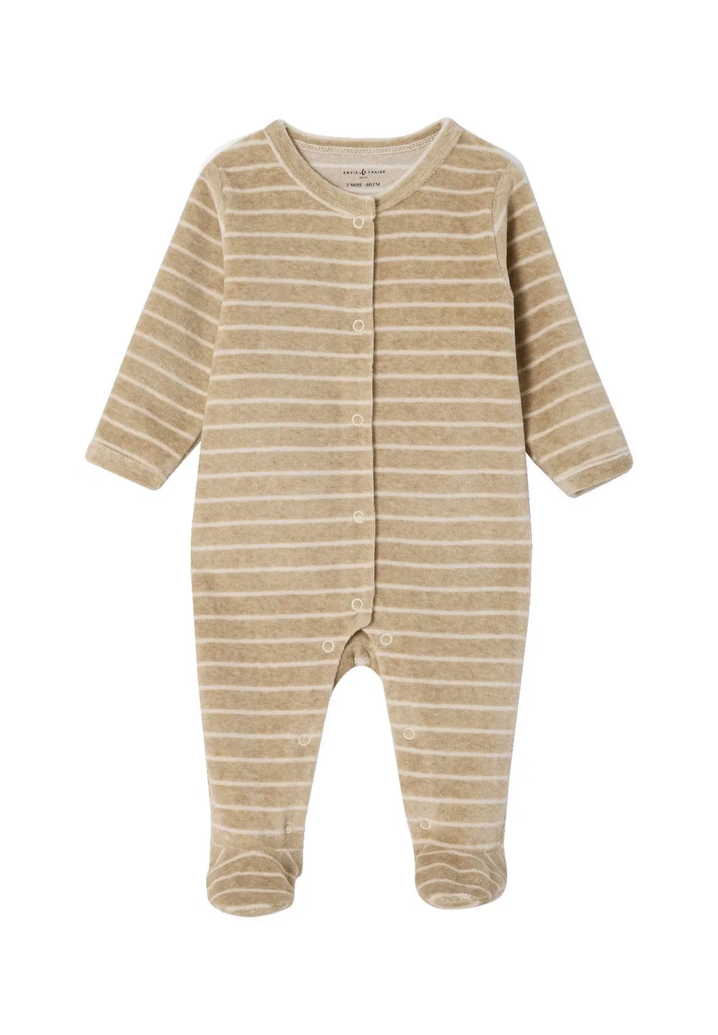 2Er-Pack baby samt-schlafanzüge mit fuss унисекс - костюм для сна Envie De Fraise, Wollweiß — фото 3