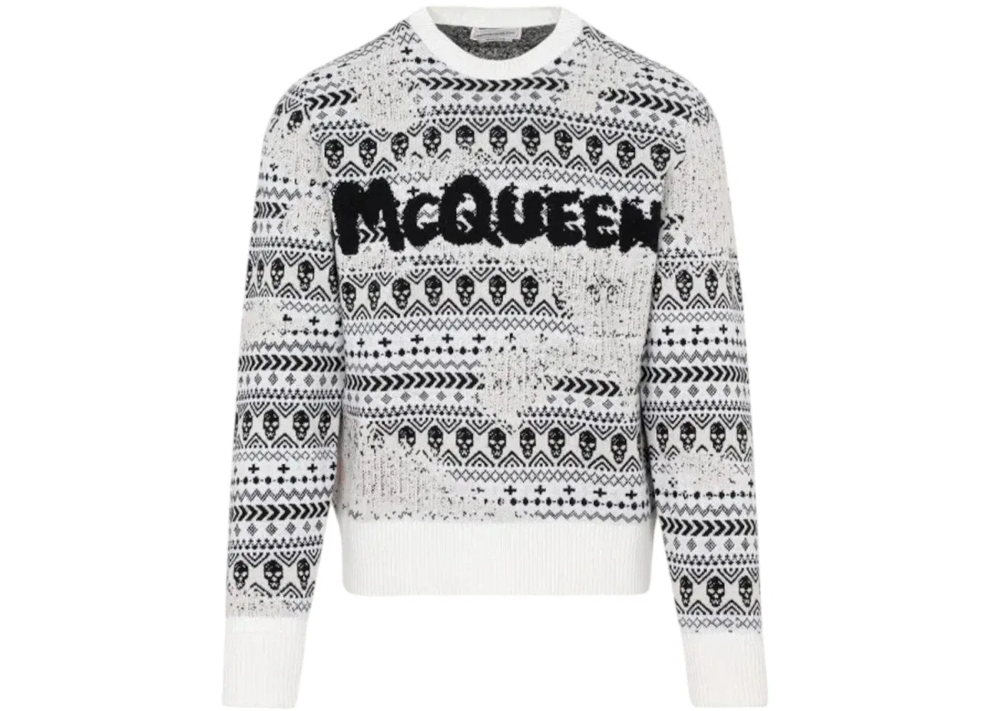 Мужской свитер с логотипом Alexander McQueen, White/Black
