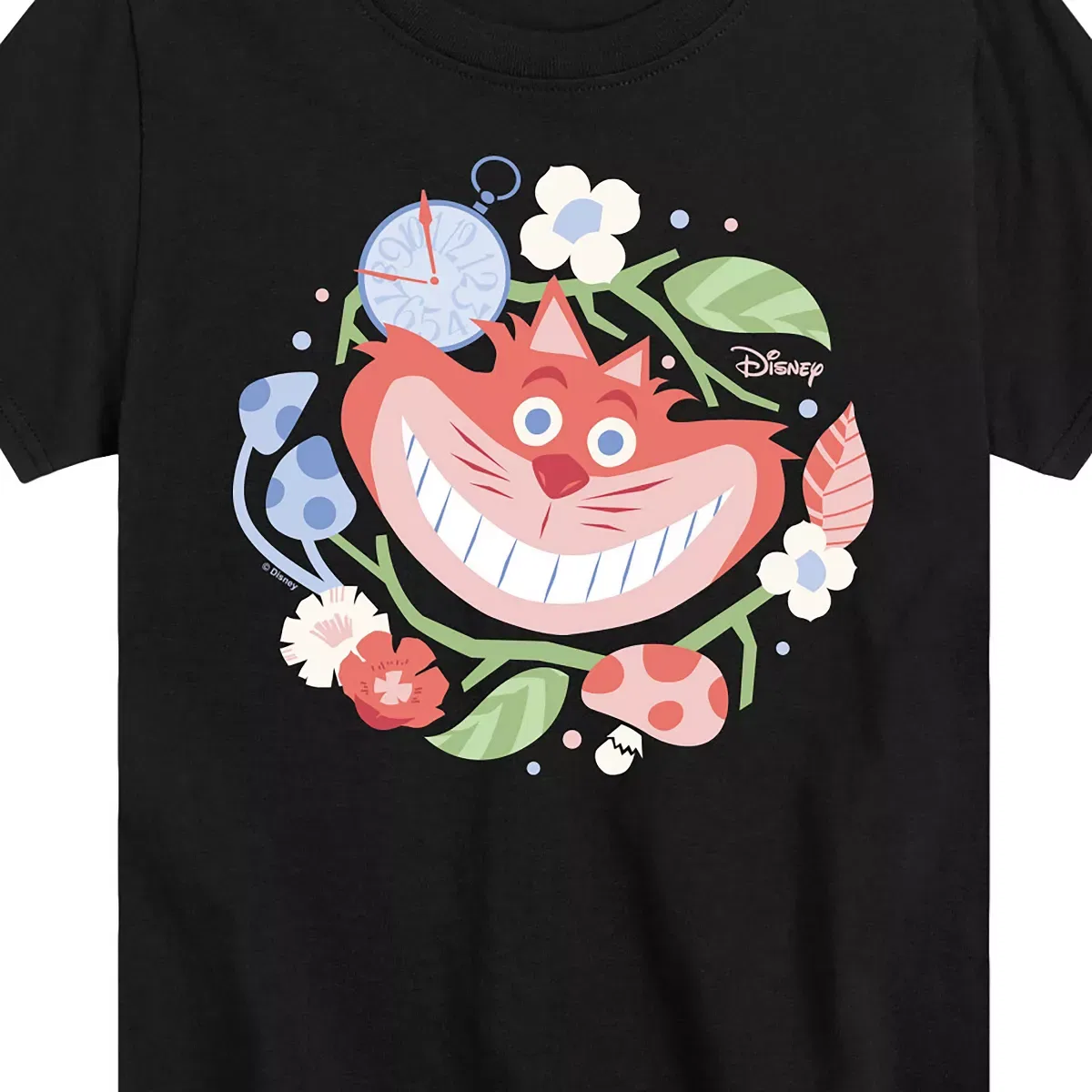 Детская футболка с коротким рукавом с принтом Disney Alice In Wonderland Cheshire Cat Circle Disney, Black — фото 2