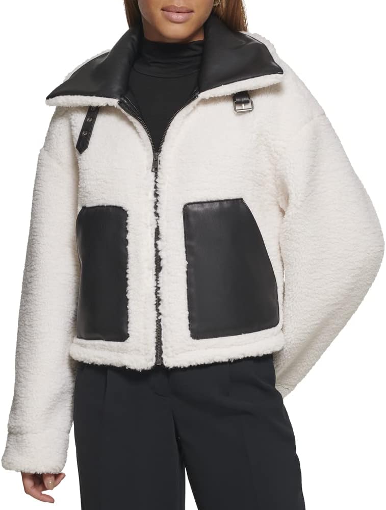 

Levi's Женская короткая куртка-шерпа с реверсивной отделкой из искусственной кожи, Black/Cream
