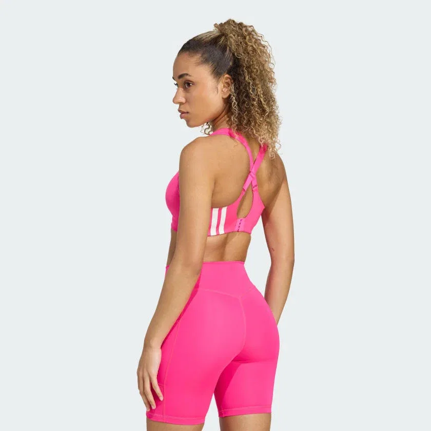 Женский спортивный бюстгальтер с высокой поддержкой adidas TLRD Impact, Shock Pink — фото 4