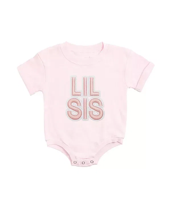 Детский комбинезон для девочек с вышивкой Lil Sis Sweet Wink, Ballet Pink