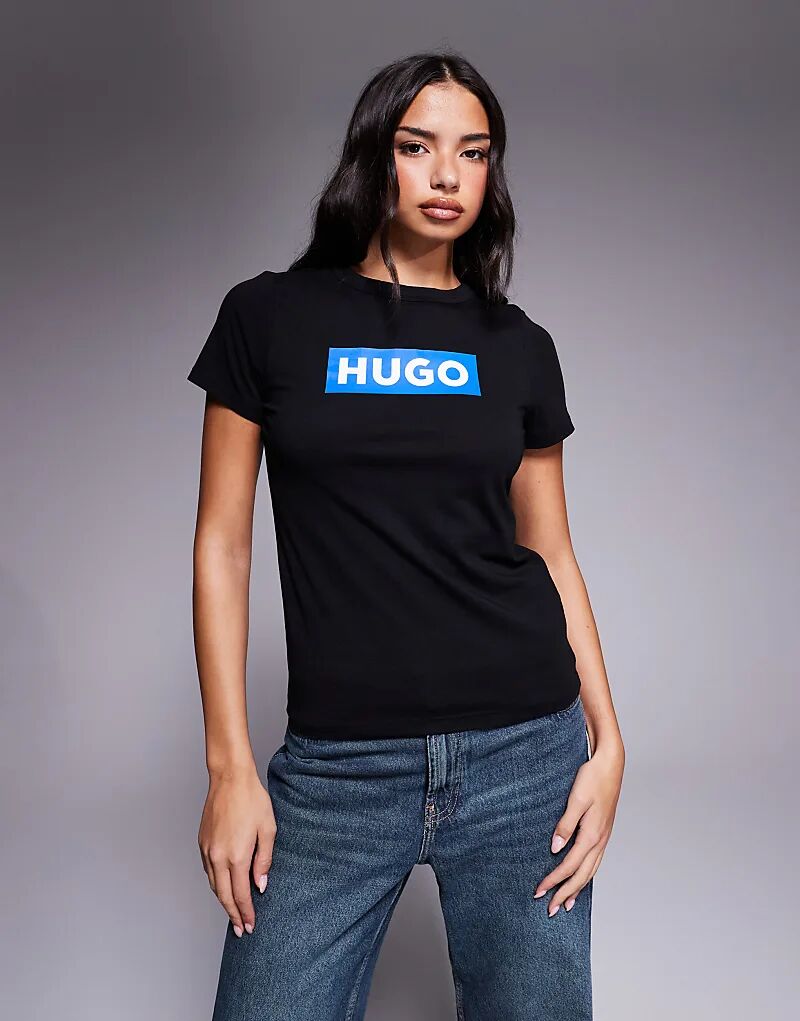 

Футболка HUGO BLUE Classic с логотипом Box, облегающая, черного цвета