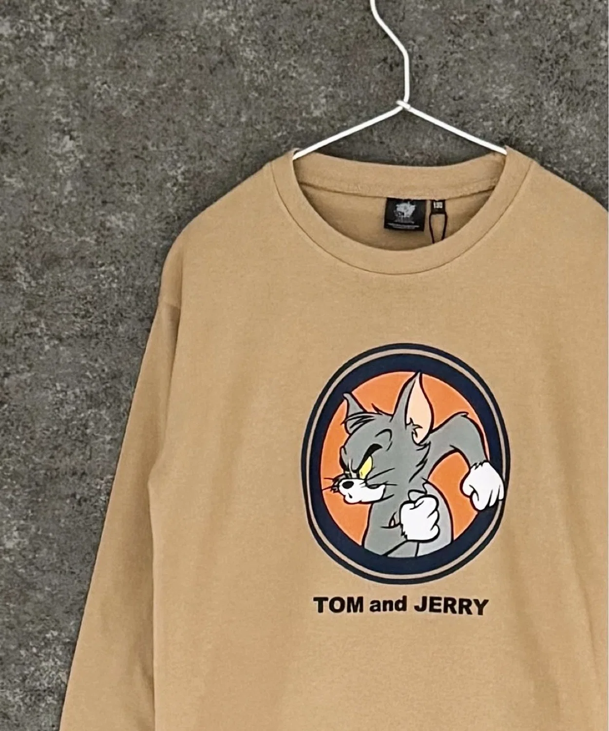 Детский лонгслив оверсайз с принтом Tom and Jerry TOM&JERRY, Beige