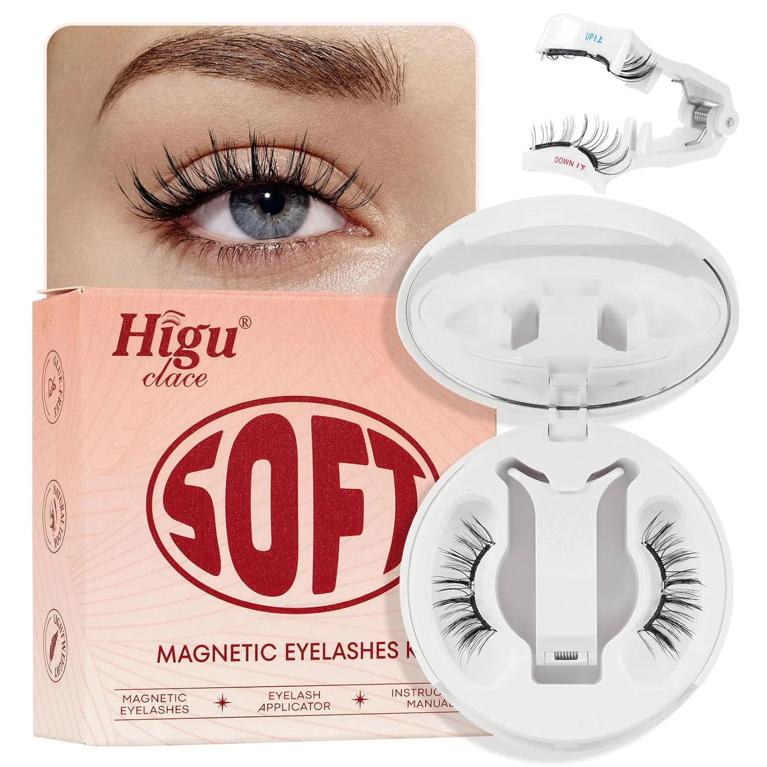 Магнитные ресницы Higu clace, набор с аппликатором, Soft SET-C2