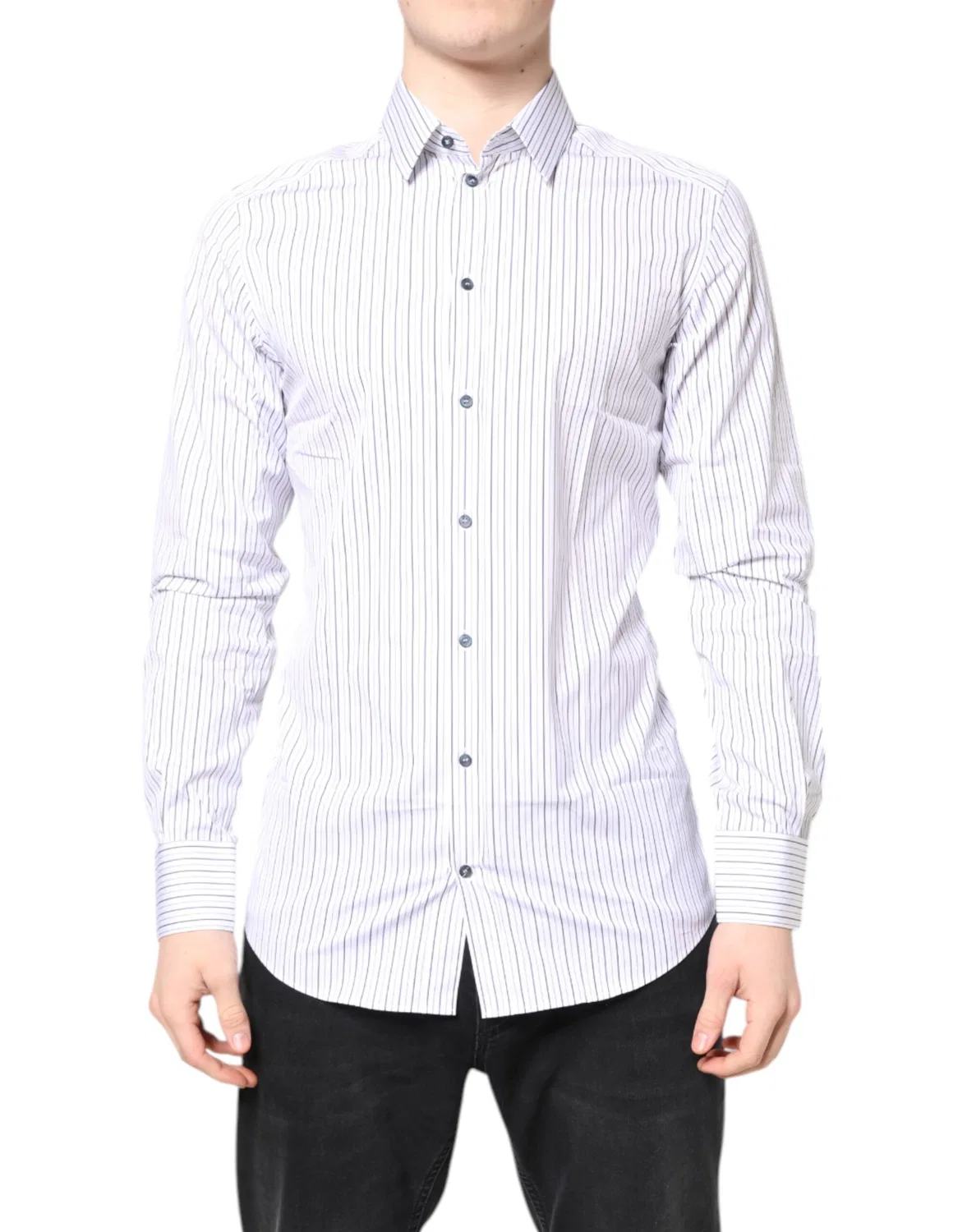 Мужская рубашка классическая с длинным рукавом White Stripes GOLD Dolce & Gabbana, White