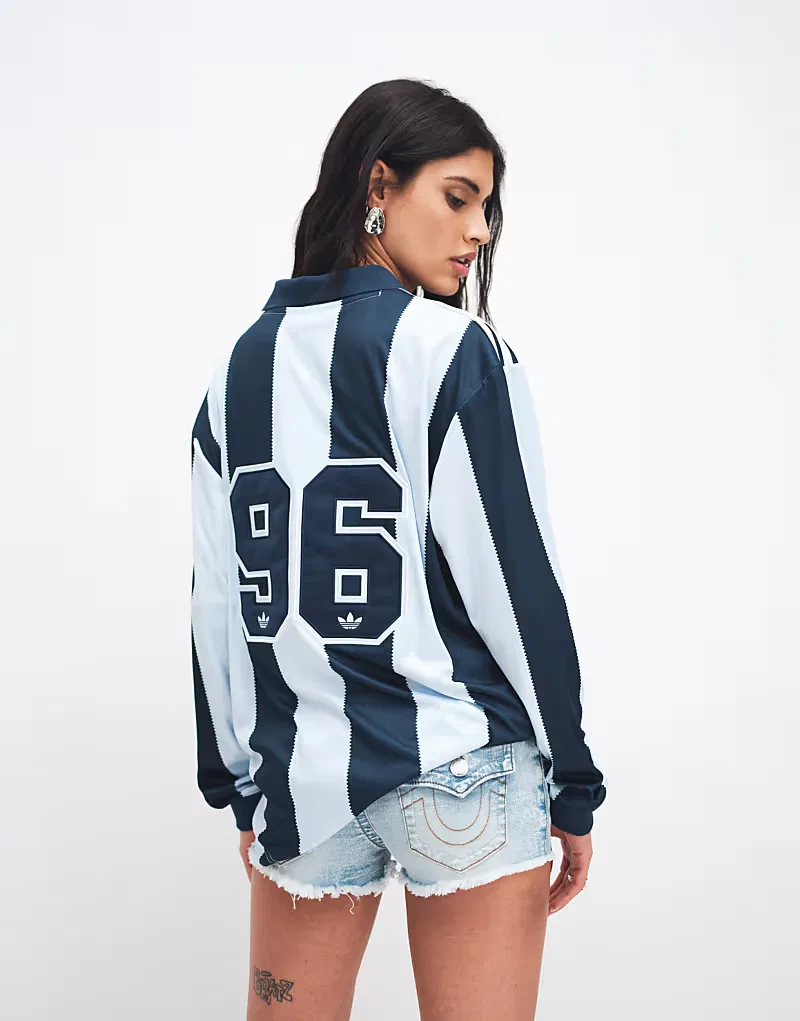 Лонгслив 96 jersey Adidas Originals, голубой — фото 4