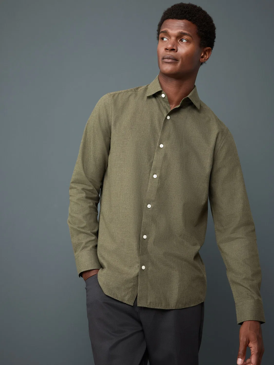 Рубашка с длинным рукавом, Smart, Olive Green Next, оливково-зеленый — фото 3