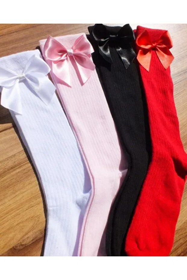 Детские носки для девочек с бантом Özkardeşler Baby, White Red Pink Black