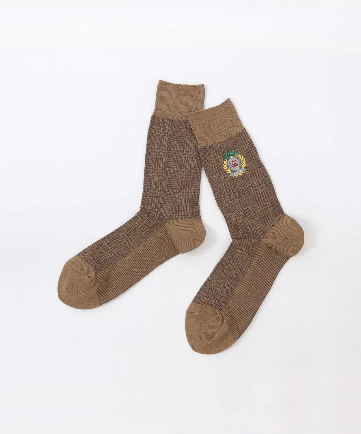 Мужские носки с принтом Glen Plaid With Embroidery POLO RALPH LAUREN, Brown