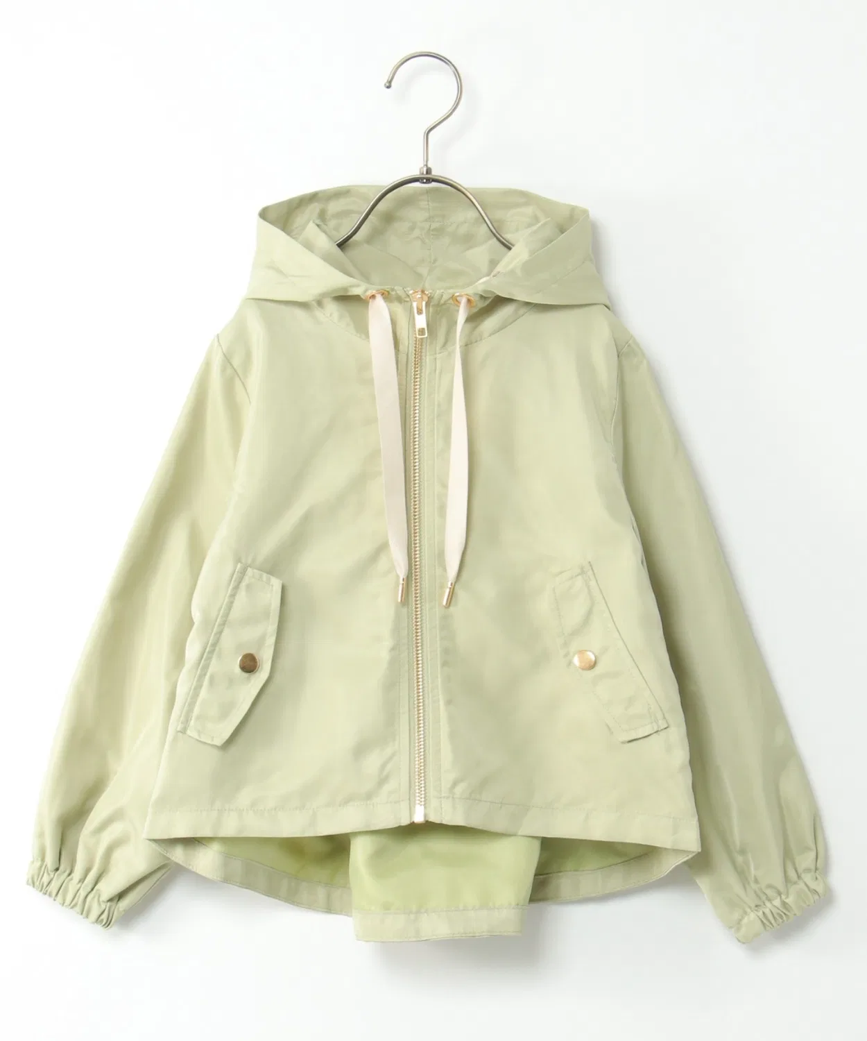 Детская куртка-парка с капюшоном, фларе, модель Satin Flare Mountain Parka, ikka, Green