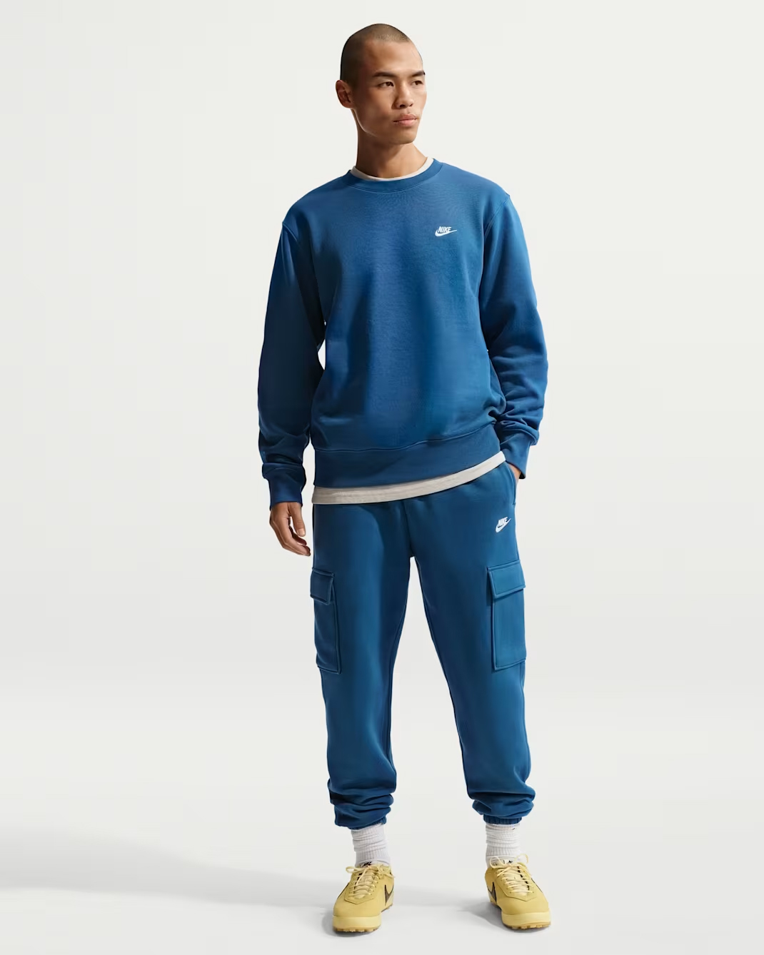 Свитшот Nike Club Fleece Crew, синий/светлый хаки — фото 4