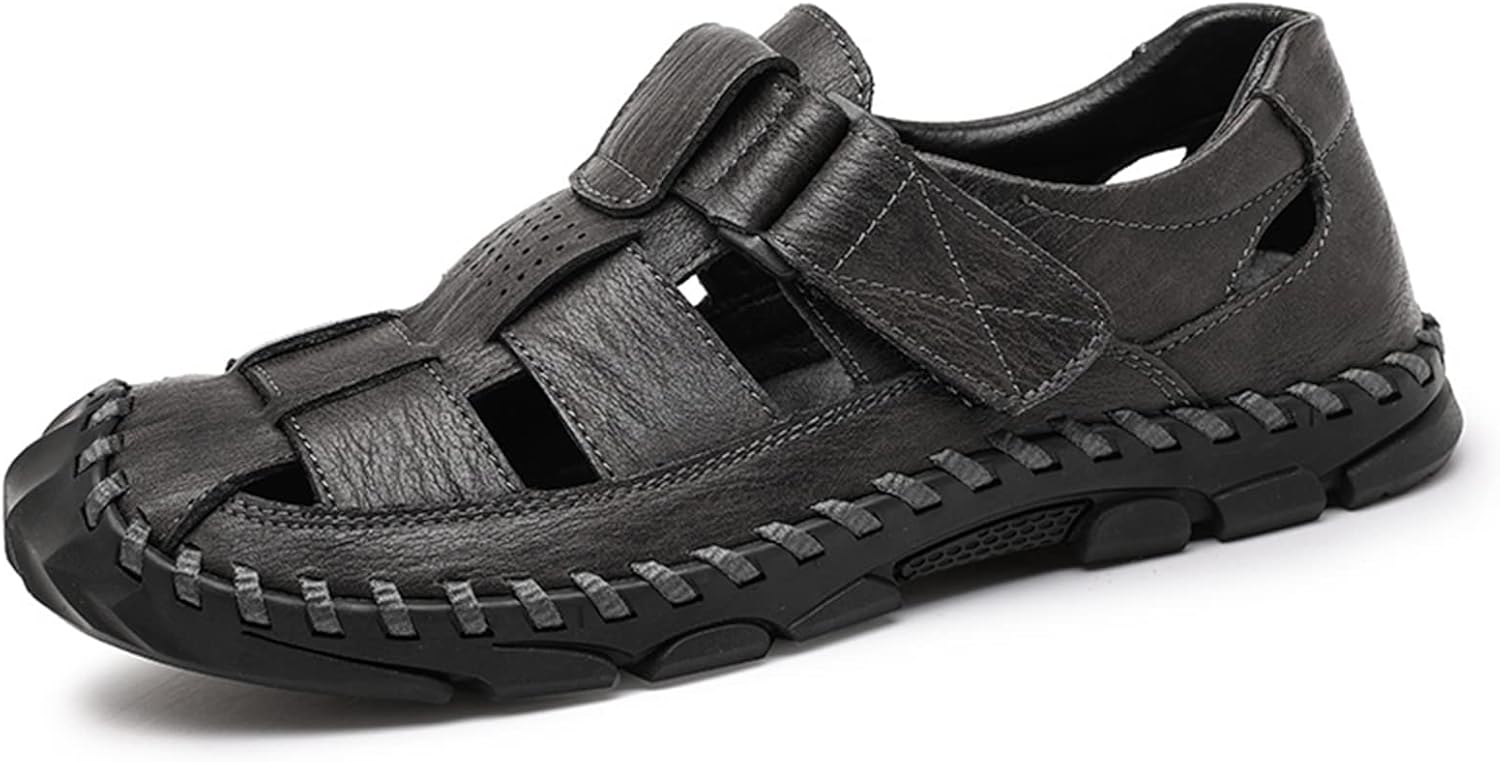 

Мужские кожаные сандалии Abborora для активного отдыха, водонепроницаемые спортивные сандалии, пляжные сандалии типа «рыбак», серый