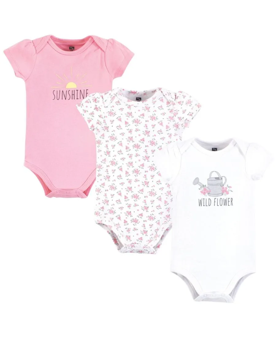 Комплект из 3 мягких хлопковых боди на каждый день Hudson Baby, Wild Flower Garden