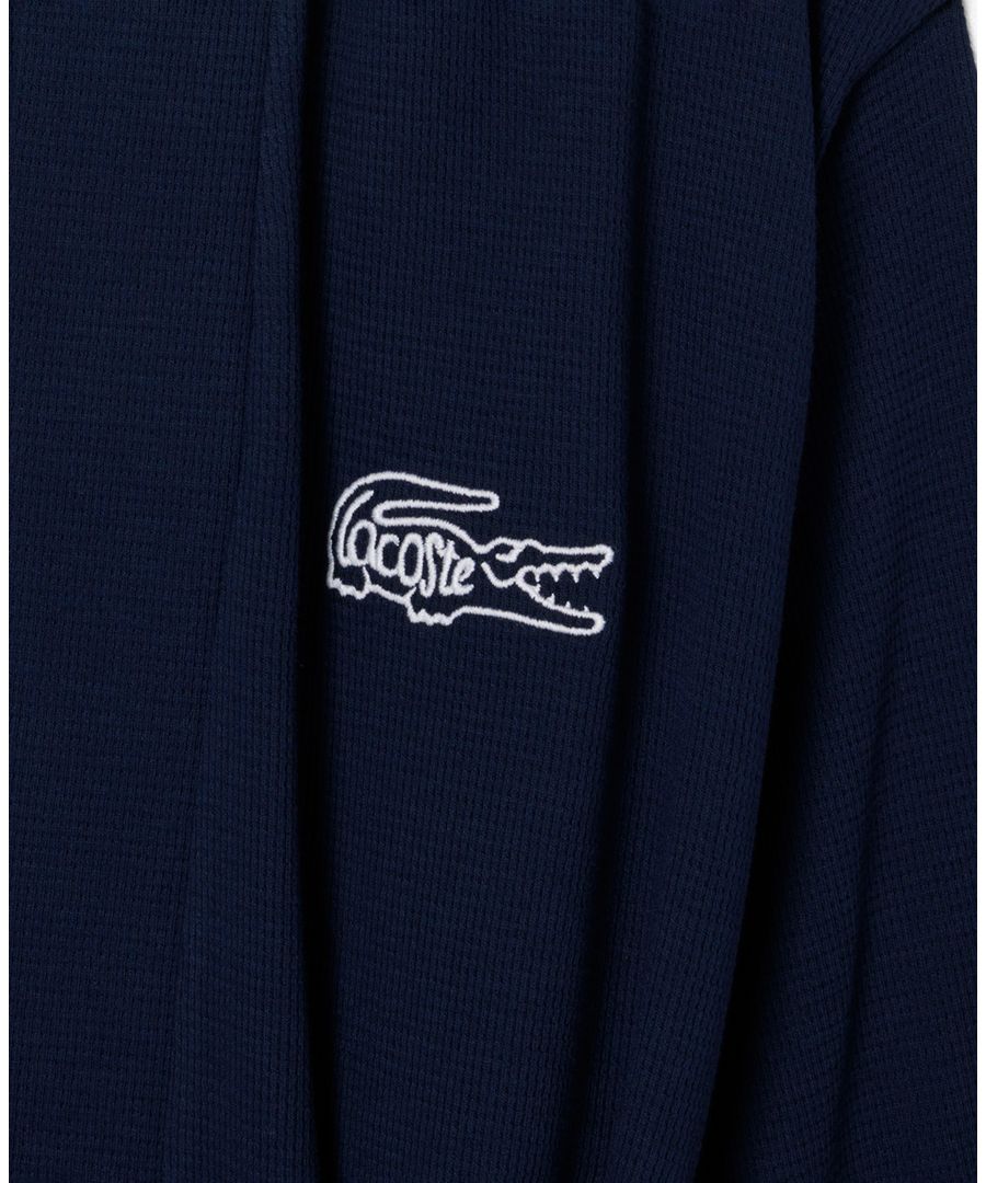 Мужской термохалат из вафельной вязки Lacoste, Navy Blue — фото 4