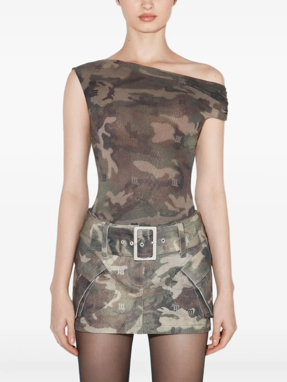 

Асимметричная футболка из сетки Misbhv, зеленый