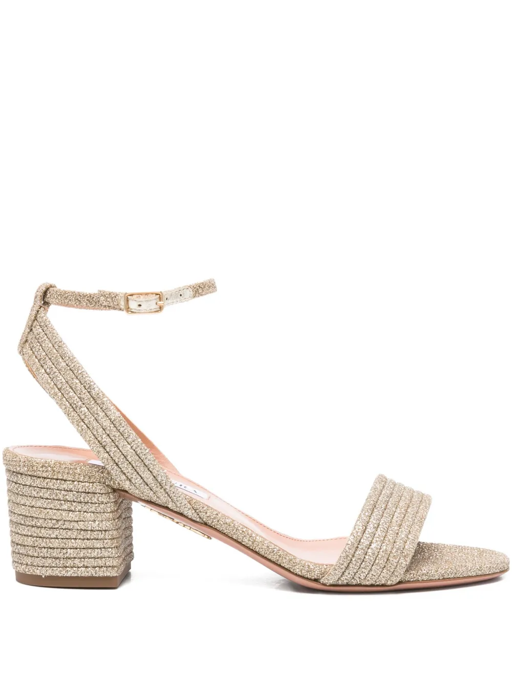 Босоножки Sundance 55 с блестками Aquazzura, золотой