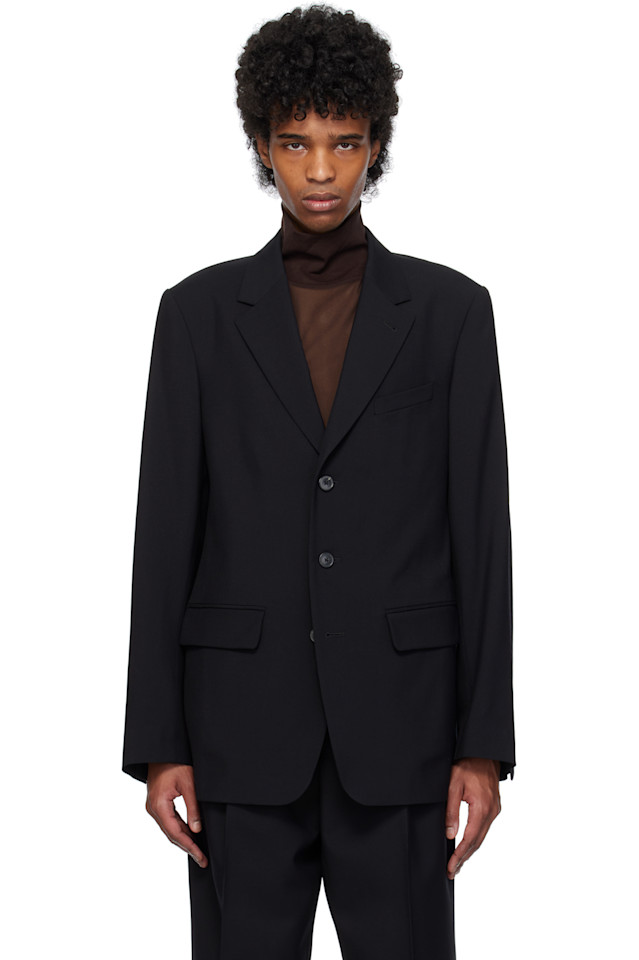 

Шерстяной твидовый блейзер Dries Van Noten, черный