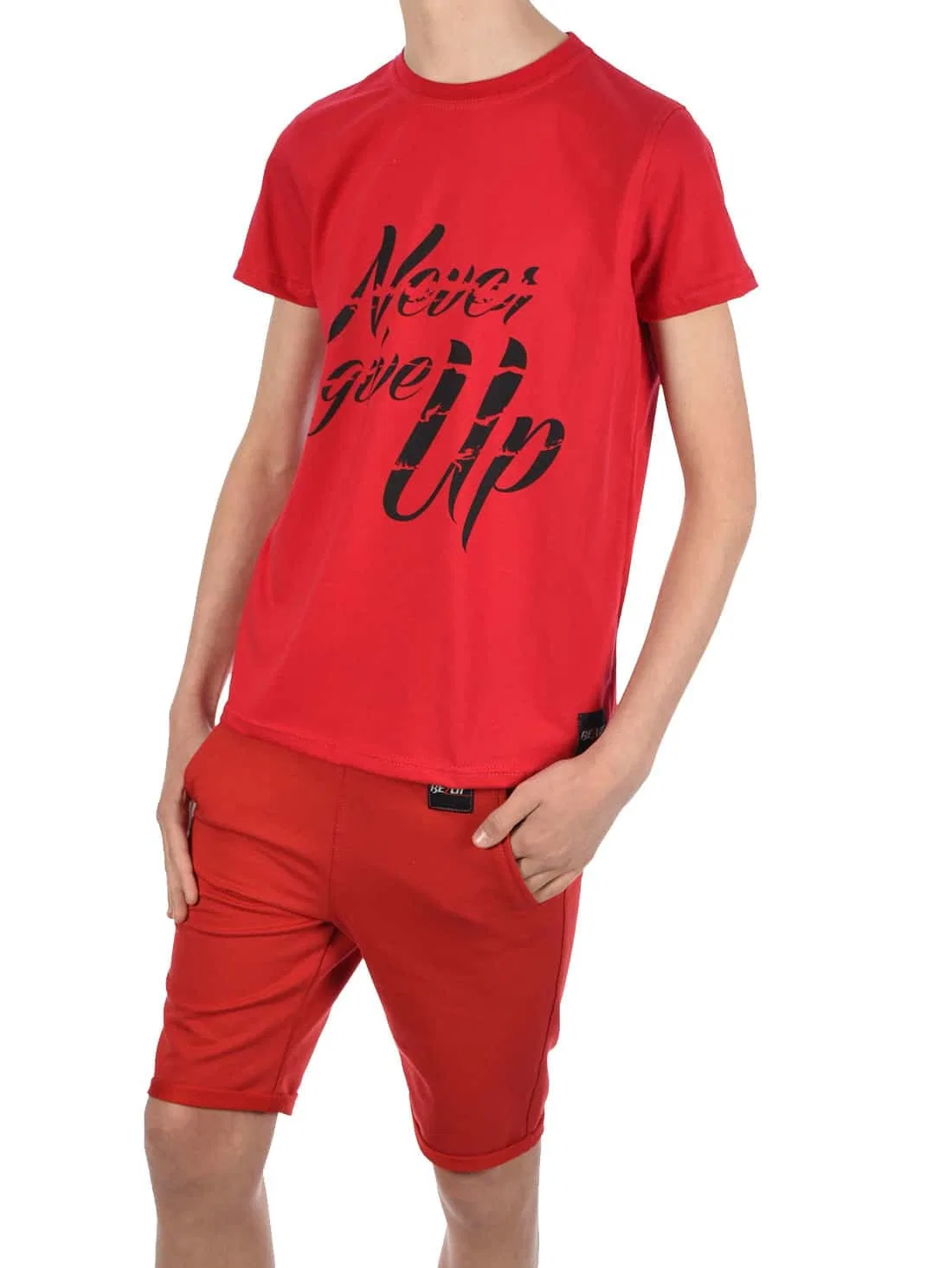 Шорты и футболка, Never Give Up принт, BEZLIT, красный — фото 2