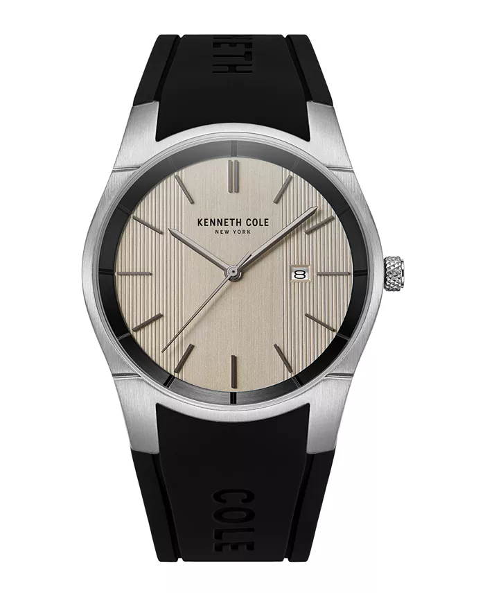 

Мужские современные классические черные часы с силиконовым ремешком 42mm Kenneth Cole New York