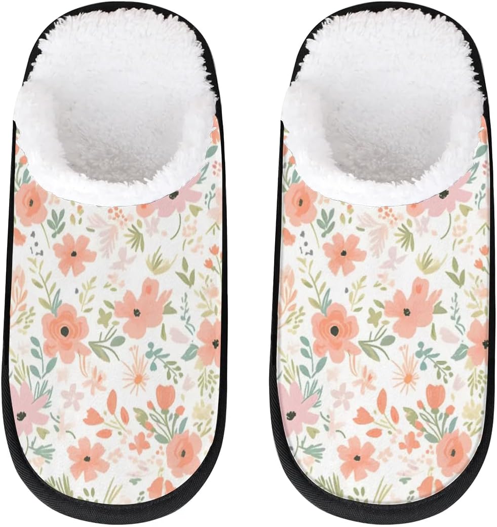 

Тапочки Gublec для женщин и мужчин, уютные с нескользящей подошвой, для дома, теплые плюшевые тапочки для дома, спальни и путешествий, Floral Patterns
