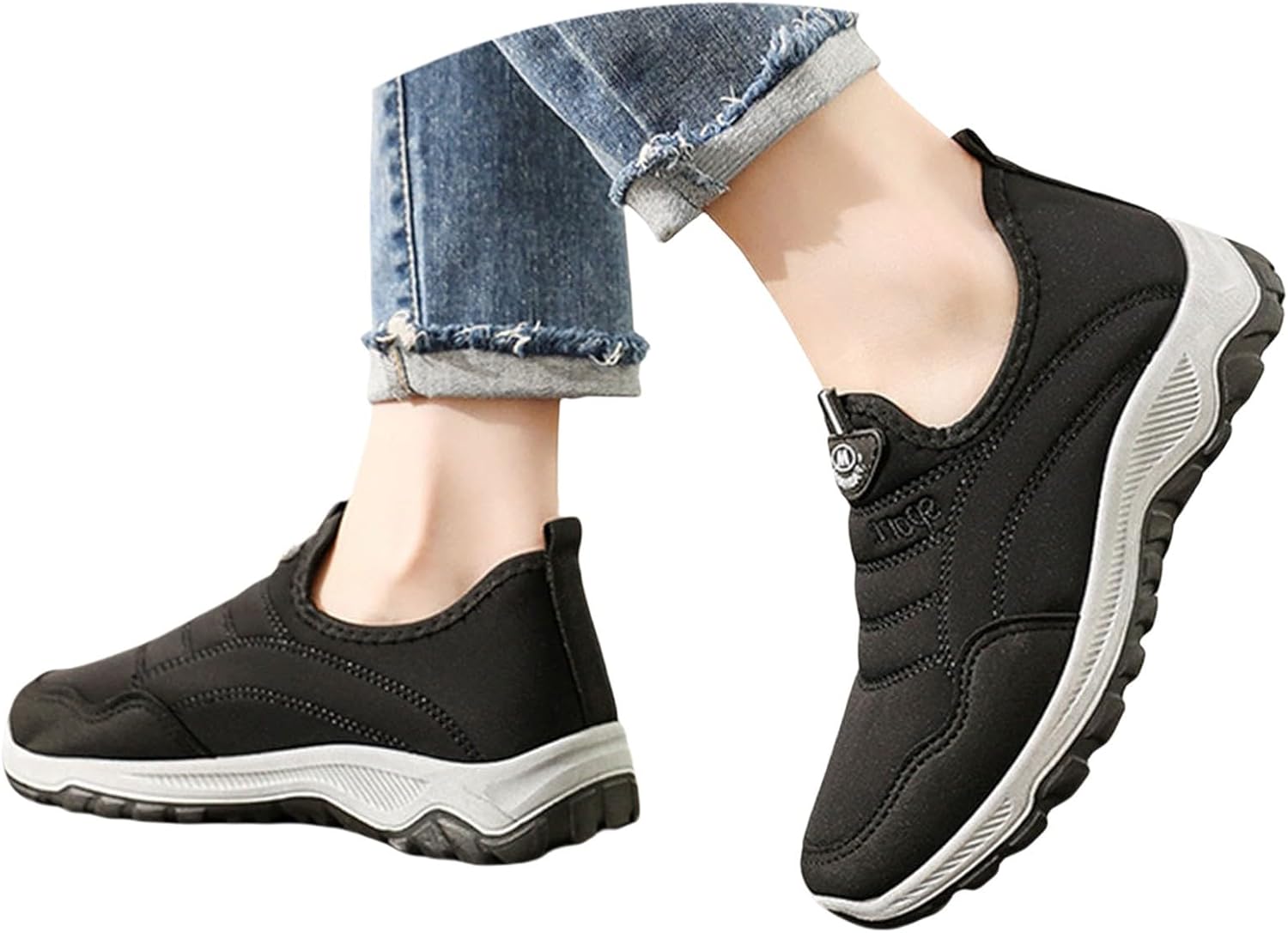 

Мужские прогулочные туфли Водонепроницаемые лоферы без шнурков Нескользящие спортивные теннисные кроссовки Дышащие легкие туфли Generic, черный