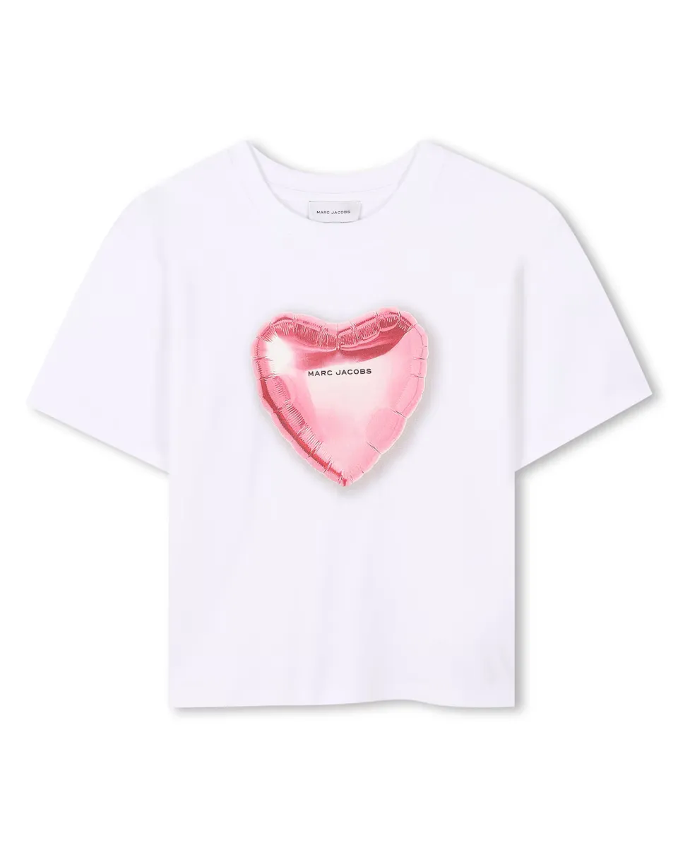 

Детка девочка хлопковая футболка с коротким рукавом Marc Jacobs, белый