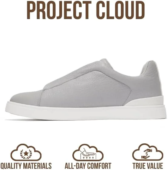 Мужские кроссовки Project Cloud с стелькой из настоящей кожи и памяти формы - легкие и противоскользящие кроссовки для мужчин, повседневные кроссовки без шнурков (Hudson), серый — фото 4