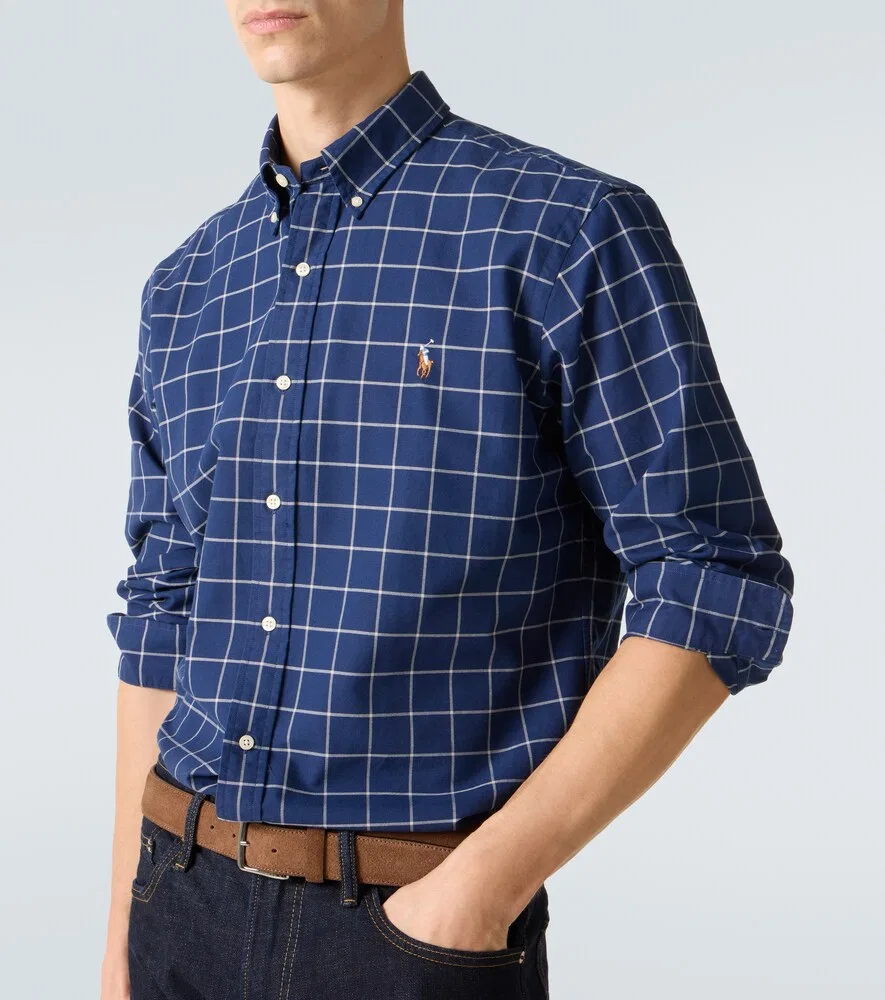 Рубашка из клетчатого хлопкового поплина Polo Ralph Lauren, синий — фото 4