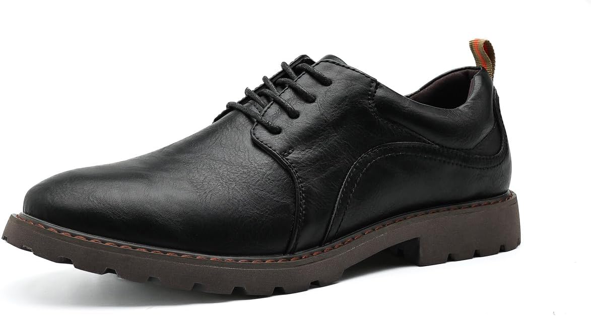 

Мужские кожаные оксфорды Santimon с шнуровкой, прочная резиновая подошва, удобные повседневные и туфли, черный