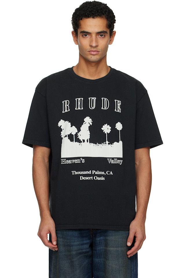 

Rhude Черная футболка с надписью «Тысяча пальм»