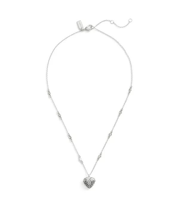

Ожерелье с фирменным стеганым сердечком из кубического циркония Coach, crystal/rhodium